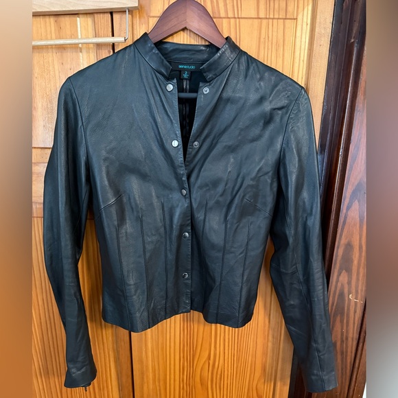 Siena Studio Jackets & Blazers - Genuine Leather Button Motor Jacket - Black size 2